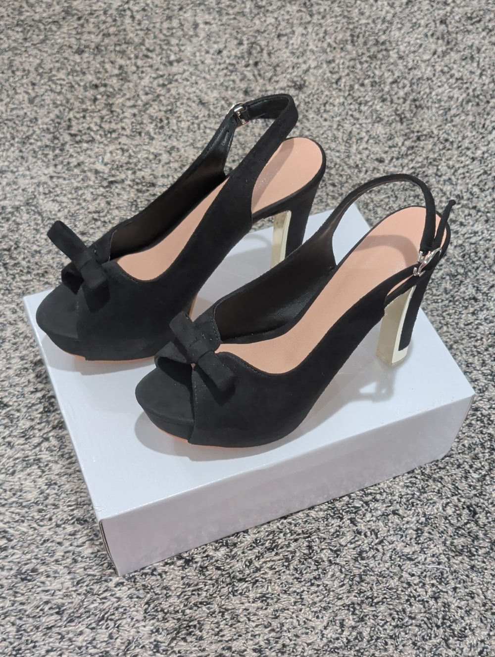 Black Bow Slingback Platform Heels - Women's Dress Shoes